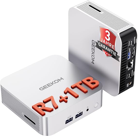 GEEKOM A6 Mini PC with AMD Ryzen 7 6800H (Exceeds 7640HS) 1TB PCIe 4.0 SSD