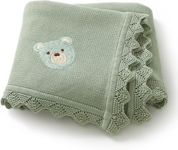 Cotton Cellular Baby Blanket Knitted Soft Lovely Bear Blanket