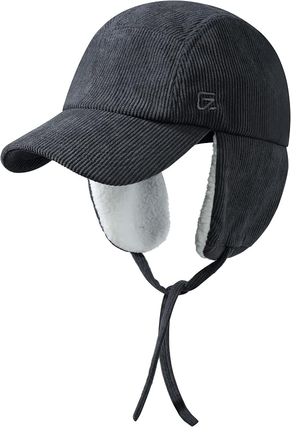 GADIEMKENSD Winter Hat with Ear Warmer Flaps, Winter Hats for Women and Men, Corduroy Baseball Cap