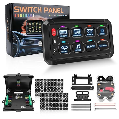 Chelhead 8 Gang Switch Panel Blue Backlight Universal 60A 12V/24V