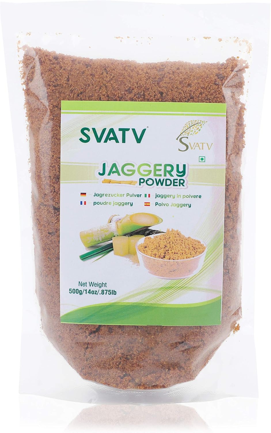 SVTAV Jaggery Powder, Hand Crushed Gur Powder | Natural Sweetener | Brown Sugar | Indian Sugar Cane Substitute | No Preservatives Added | No Artificial Flavors - 500g, 17.63oz