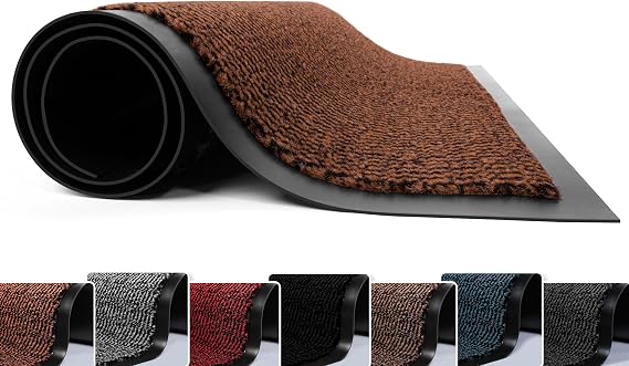 FB FunkyBuys Washable Door Mats - Heavy Duty, Non-Slippery & Stylish Floor Mat - Door mat indoor Large Rubber Indoor & Outdoor Doormats for Perfect Dust Grabbing (Rust-waved, 40 x 60 CM)
