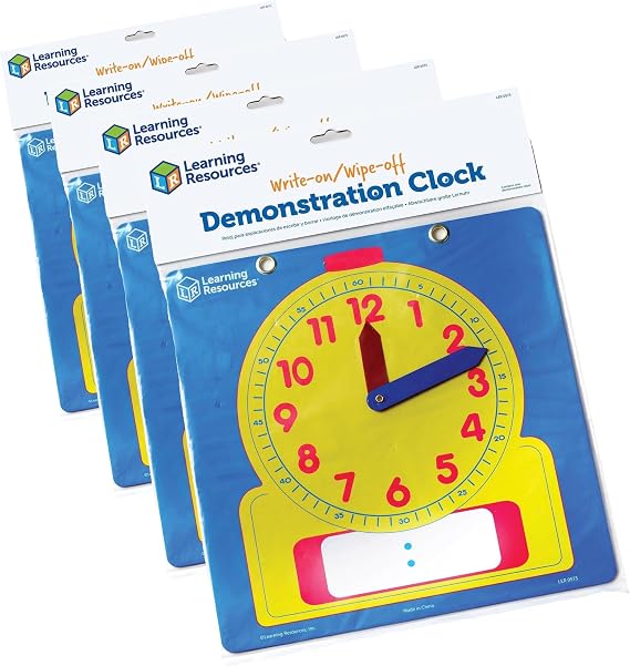 Learning Resources Write & Wipe Demonstration Clock (Pack of 4)