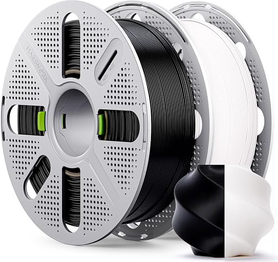 PLA Filament 1.75 mm Pre-Dried PLA Basic with Reusable Quick Change Spool 1 kg for Bambu Lab 3D Printer Vacuum Sealed with Desiccant Black + White