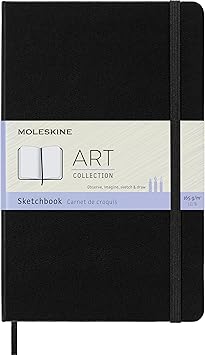 Moleskine Art Plus Sketchbook, Large, Plain, Black, Hard Cover 5 x 8.25
