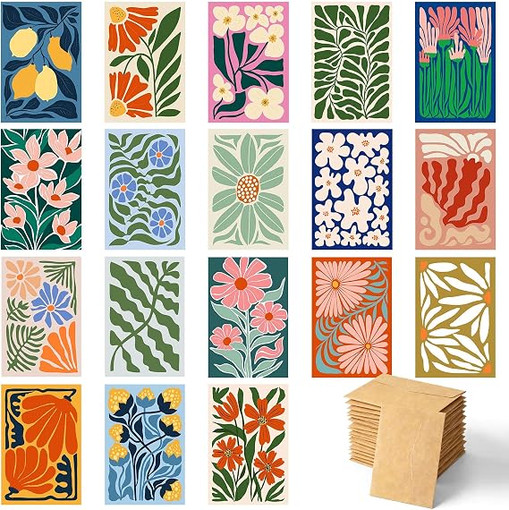 Thank You Cards Multipack, Floral Thankyou Cards Bulk with Kraft Paper Envelopes, 4x6 Inch Blank Cards, Greeting Card for Birthday, Wedding, Baby Shower, Graduation, Thanksgiving
