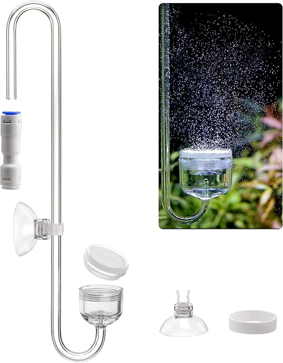 DC500-20-JP Small Diameter 0.9 inch 24 mm Co2 Diffuser for Aquarium, Acrylic, Bubble Counter, CO2 Stone One-Touch Fitting, Integrated Backflow Check Valve, Ceramic Plate Replaceable, Suitable for Small and Medium Aquariums