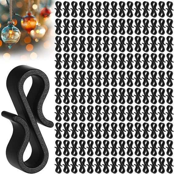 saerryor 150 PcsGutter Hooks for Outdoor Lights | Mini Plastic S Gutter Clips for Hanging Outside String Lights,Icicle Fairy Lights,Christmas Tree Decorations