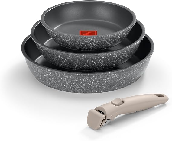 Monix One Click Pietra | Set of 3 stackable frying pans, 20-24-26 cm