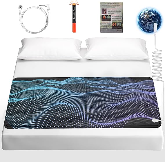 Grounding Mat for Bed King Size-PU Leather Earthing Pad for Better Sleep & Stress Relief, Anti-Slip Eco-Friendly with 16.4ft Cord + Free Test Pen (27x78 Inch)