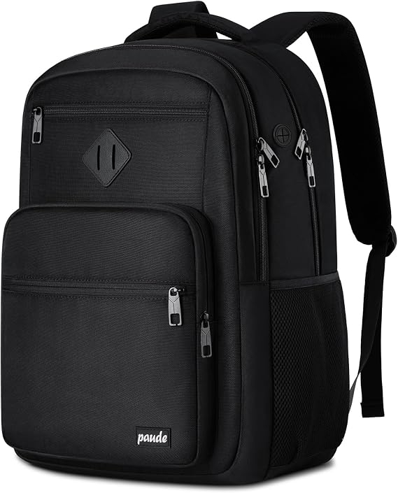Paude Black Backpack,School Backpack for Teens Adults Laptop Bookbag for High School College Students Back Pack for Work