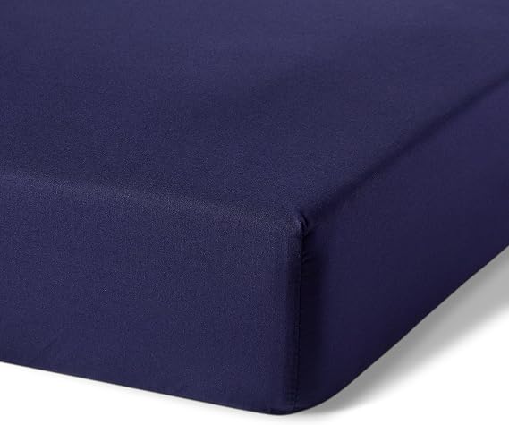 Amazon Basics Organic Cotton Fitted Sheet for 160 cm Beds, 160 x 200 cm, Navy Blue
