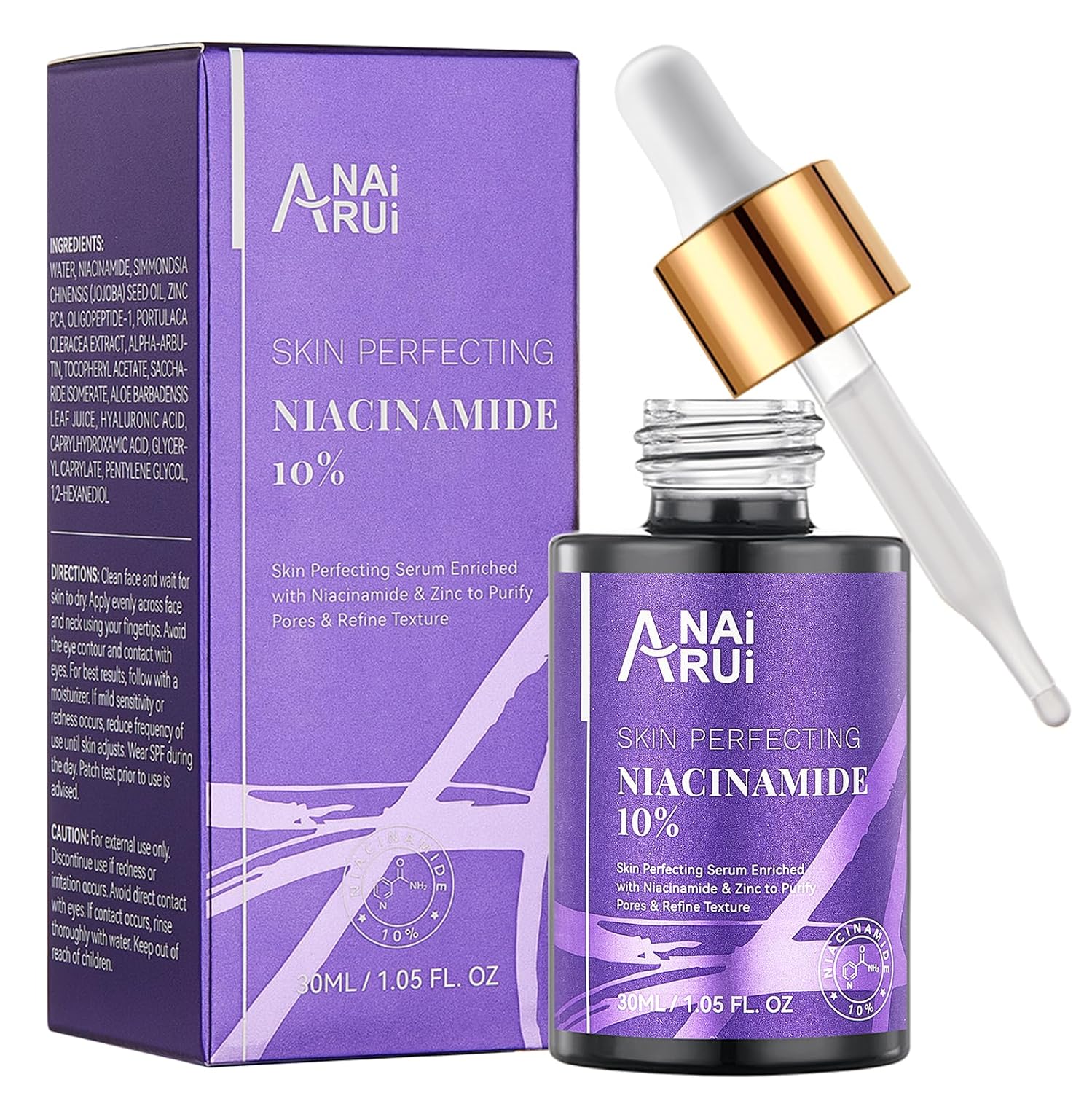 ANAiRUi Niacinamide Serum and 1% Zinc and 2% Arbutin Pore Refining Face Serum for Dark Spots and Pimples Pigment Spots 30 ml