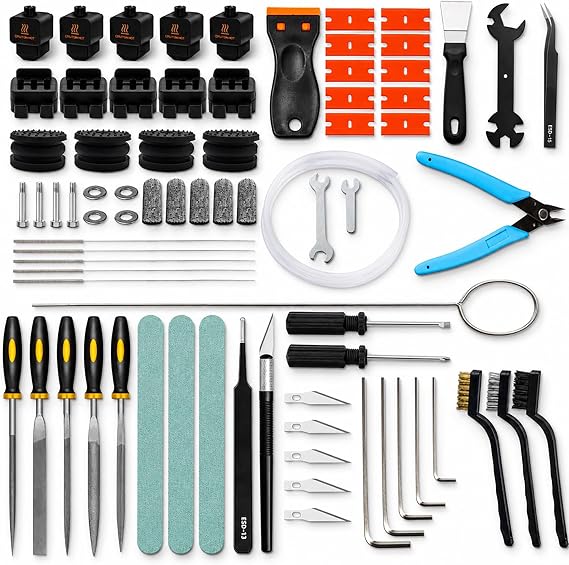 3D Printer Tool Kit for Bambu Lab H2D/H2D Combo, 3D Printer Maintenance Kit with Silicone Socks, Nozzle Wipers, Anti-Vibration Feet, Scraper, Metal Files, PTFE Tube, Allen Wrenches and Repair Tools