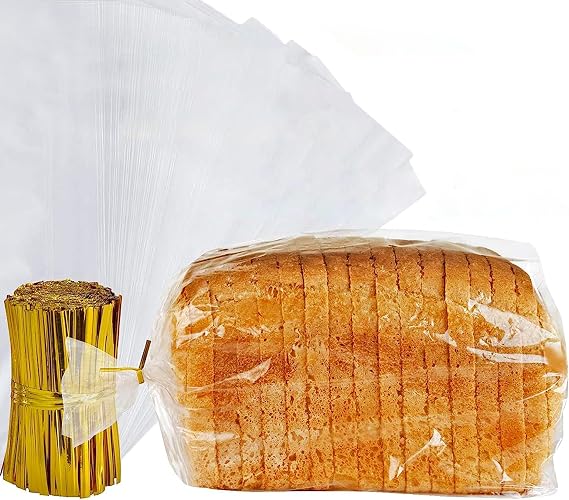 Clear Plastic Bread Bag - Pack of 150 Bread Bags for Homemade Loaf, Baking Buns, Baguette - 45cm x 20cm x 10cm Bread Bags for Daily Use - Bread Storage Bags