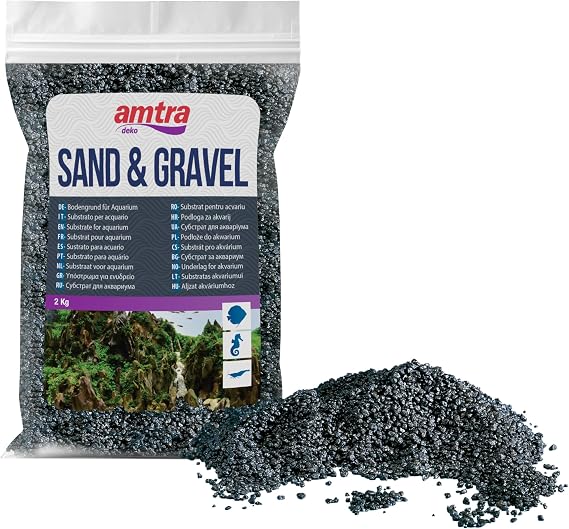 Amtra Black Ceramized Quartz, Fine Quartz Aquarium Sand, For Freshwater or Saltwater, Grain 2-3mm, Quantity 2 kg
