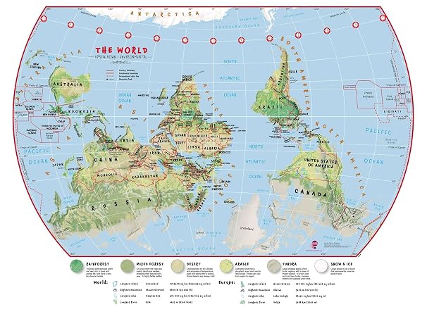 Large Primary Upside Down World Wall Map Environmental (Laminated)