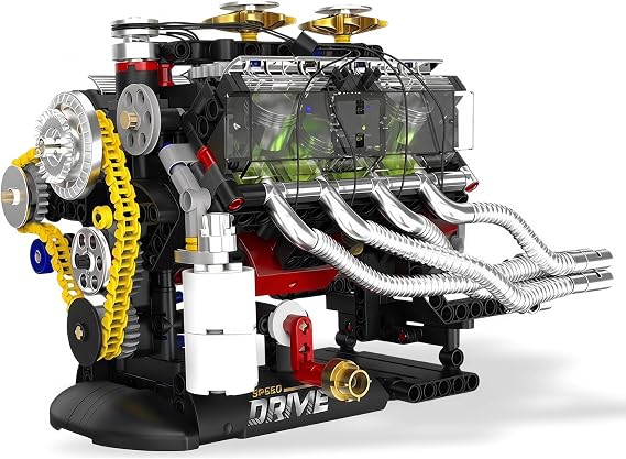V8 Engine Model Kit 1:4, 659 Pieces, Hand Crank Engine Model