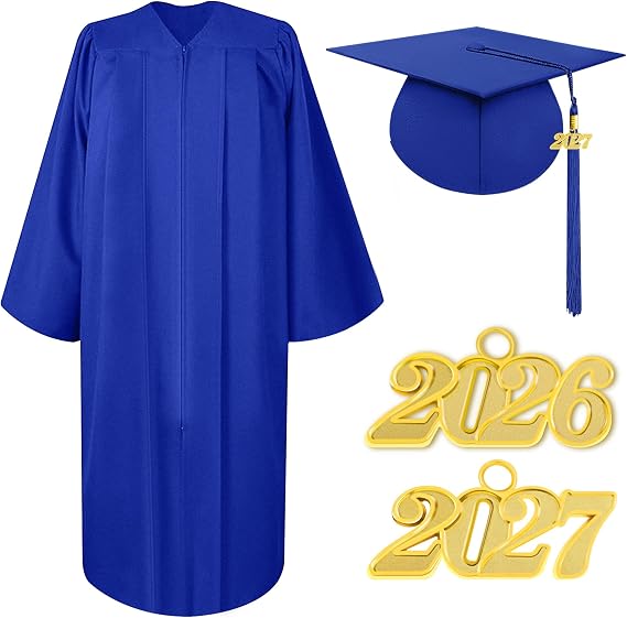 Matte Graduation Cap and Gown 2025 Tassel Adults Set for High School and Bachelor