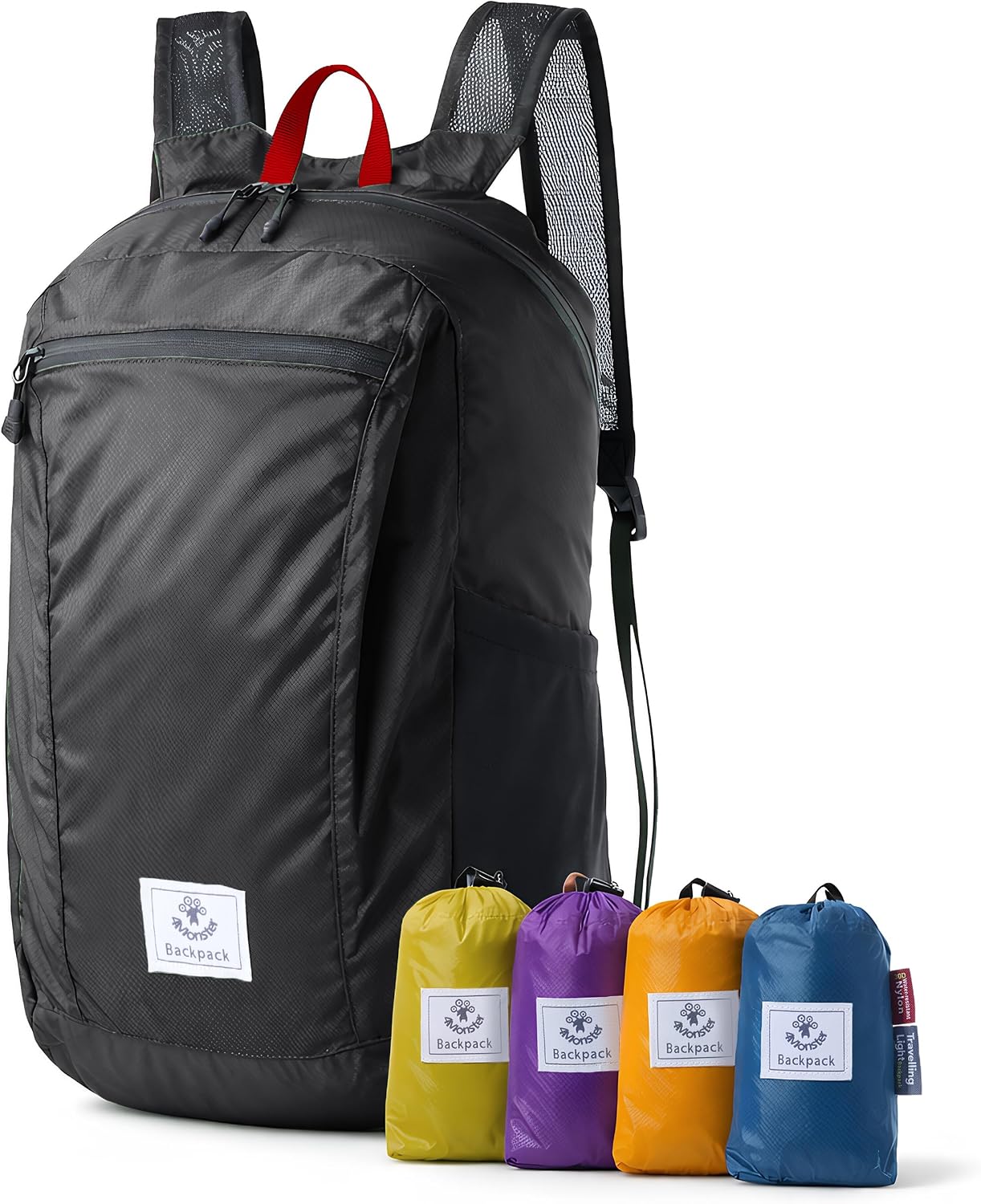 4Monster Packable Backpack Ultra Lightweight, Foldable Backpack Water Resistant, Hiking Daypack for Travel Camping Outdoor