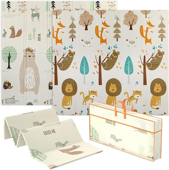 AIYAPLAY Baby Play Mat Foldable 196 x 176 x 1.5cm Animal Theme