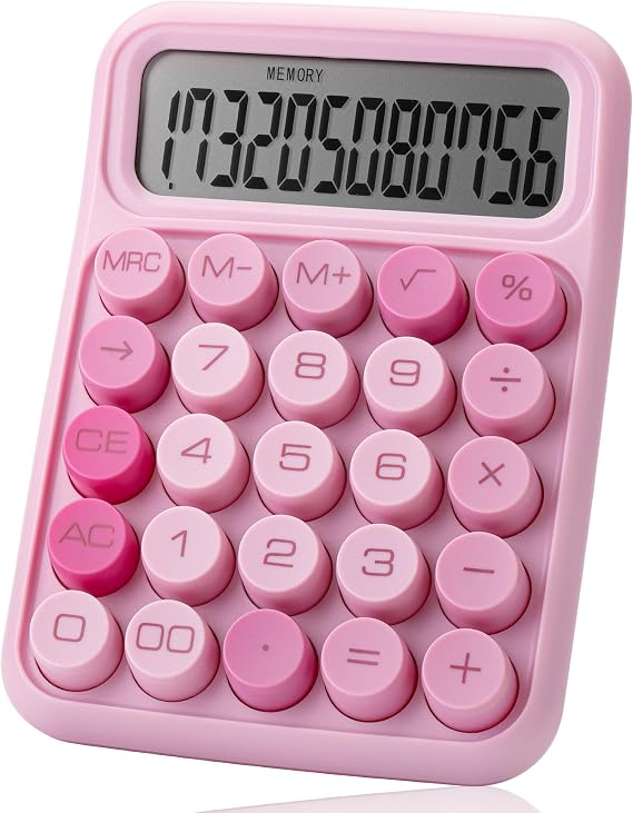 Mr. Pen Mechanical Switch Calculator - 12-Digit Large LCD, Pink with Big Buttons, Back to School