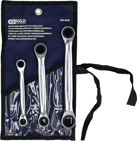 KS Tools 503.4540 Gear+ 4-in-1 Ratchet Spanner Set (3 Pieces) 8-18mm