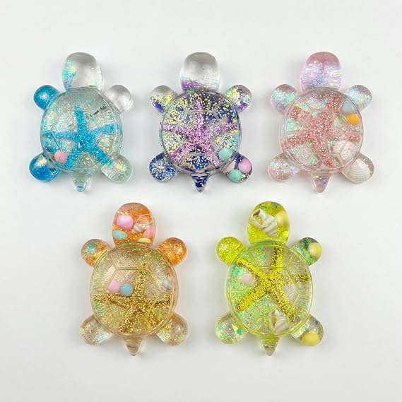 Turtle Decoration Set, 5Pcs Luminous Crystal Figurine with Shimmer Fluorescent Ornaments Glow in the Dark Table Figures for Garden Landscape Dollhouse Ornament Potted Party Decorations