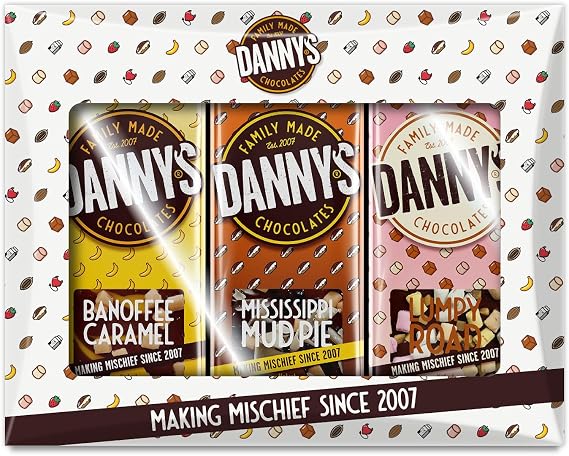 Danny's Chocolate Kids Celebration Triple Chocolate Gift Packs | Hand Made Chocolate Bars | 3 x 40g Bars In a Gift Pack Multipack Selection Box | Christmas Eve Box Fillers