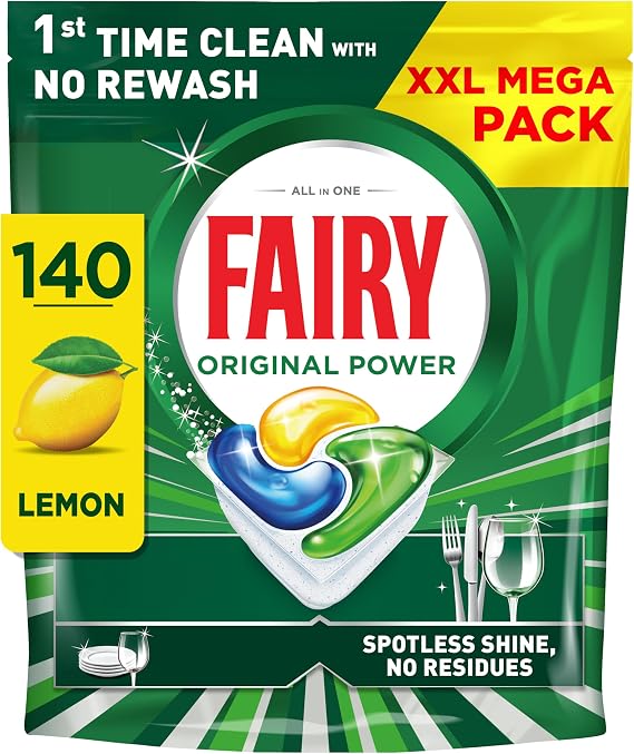 Fairy Original Power Dishwasher Tablets Lemon, 140 Capsules