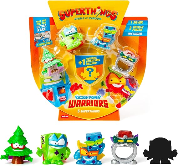 SUPERTHINGS KAZOOM Power Warriors – 5 Pack. Includes 5 Superthings (1 Surprise Figure and 1 Silver Captain included). Pack 4 of 6