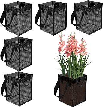 6PCS Pond Plant Baskets, 5.9x5.9x7.9 Inch Water Lily Mesh Bags 1 Gallon Aquatics Planter Pot Pond Planting Bags Aquatic Plants Growing Container with Handles for Lotus Water Garden Bog Plants