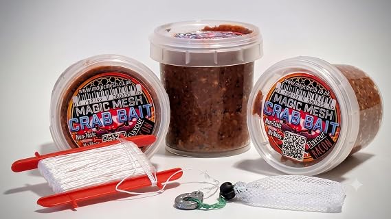 x2 CRAB BAIT Magic Mesh High-Yield Crab Catcher Bait Bacon Flavour-Premium Quality Crabbing Attractant for Nets and Lines Universal Crabbing Attractant for Drop Nets, Lines, Pots & Traps, sea, fishing