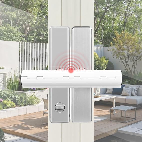 Patio Door Security Lock with Anti-Theft Alarm,13inch High Security French Door Security Lock,Patlock for Patio Doors, Patio Door Locks 2 Handle Security for French Conservatory Doors (White 2)