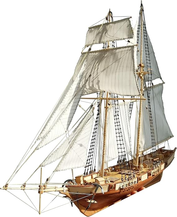 modellife Wood Ship Model Building Kits - Scale 1/96 Classics Antique Ship Model Harvey 1847 Wooden Sailboat DIY Hobby Boat