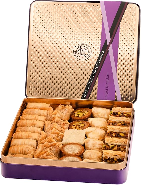 Baklava Baklawa Gift Tin, Lebanese Assorted Nut Filo Pastry, 30 Pieces 700g