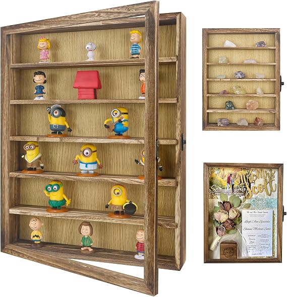 FramePro 30x40 3D Shadow Box Frame with Removable Shelves, Deep Frame 12x16 Display Case for Collector, Keepsake Coins Military Medals Pins Wedding Flowers-Brown