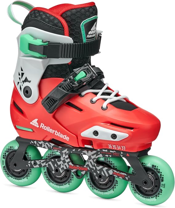 Rollerblade Apex アジャスタブルフィットネスインラインスケート、レッド&ミント、ジュニア、アーバンパフォーマンスインラインスケート。