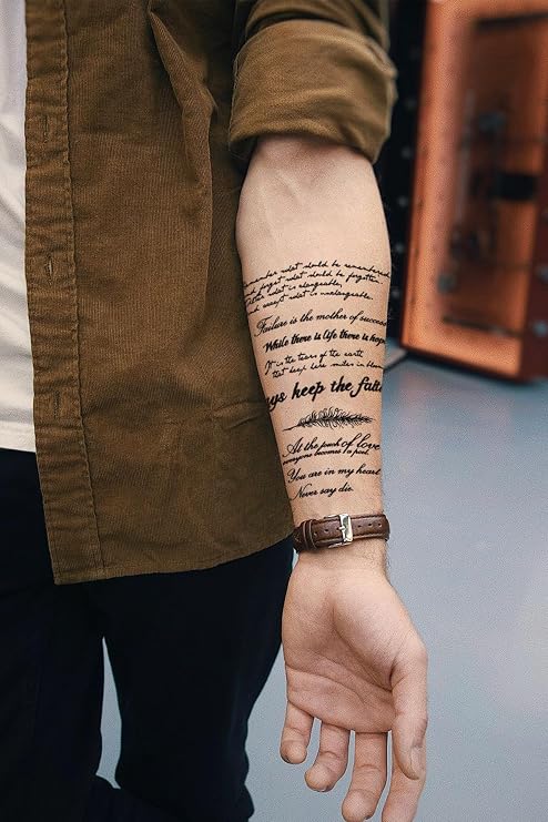 BearPear Yazılı Geçici Dövme, Yazı Dövmesi, Unisex Tattoo, Vücut Dövmesi