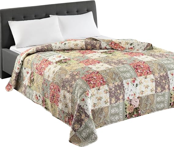 Delindo Lifestyle Dakota Patchwork Bedspread Double Bed in Vintage Style 220 x 240 cm
