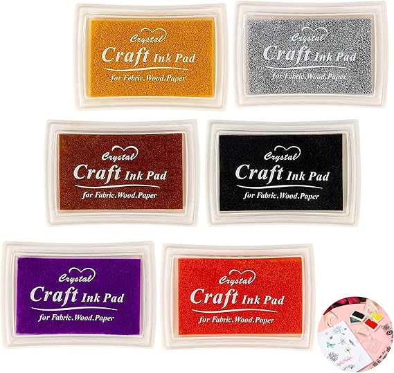 6 PCS Ink Pads for Stamping, Stamp Pad, Stamp Ink, Ink Pads for Stamping Card Making, Washable Stamp Ink Pad, for Use in Card Making, Paper Craft, Scrapbook, Canvas, Rubber Art