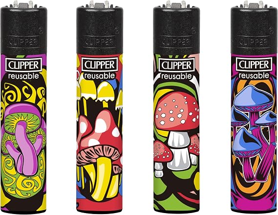 4 X Clipper Lighters (mushroom Colours)