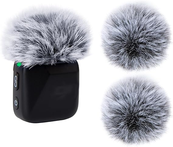 YOUSHARES DJI Mic Mini Wind Muff - 2 Packs Furry Microphone Windscreen for DJI Mic Mini Wireless Microphone to Reduce Wind Noise(Black&White)