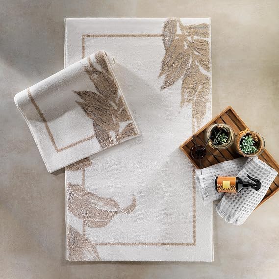 Schafer Home Leafy 2 Li Pamuk Floş Banyo Paspası-Bej