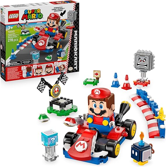 LEGO Mario Kart – Interactive Mario & Standard Kart - Toy Race Course with a Car, 3 Figures, a Podium & Barriers - Gamer Gift for 7+ Year Old Boys & Girls - 72043
