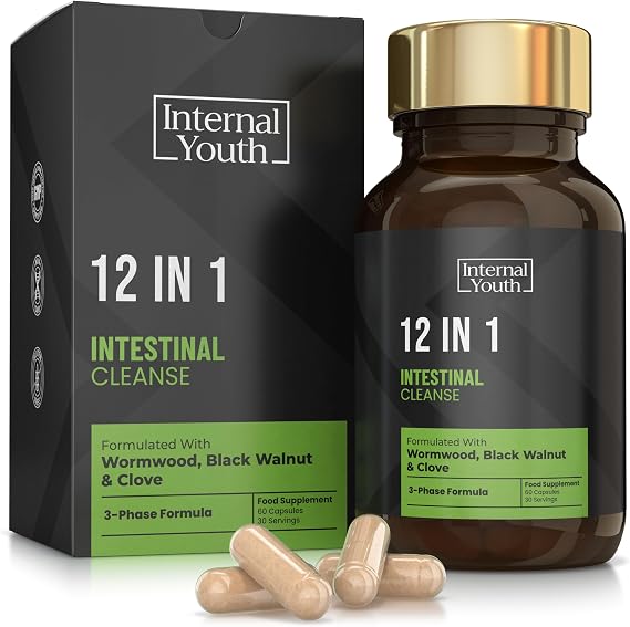 12 in 1 Intestinal Cleanse - 1500mg Wormwood, Black Walnut & Clove