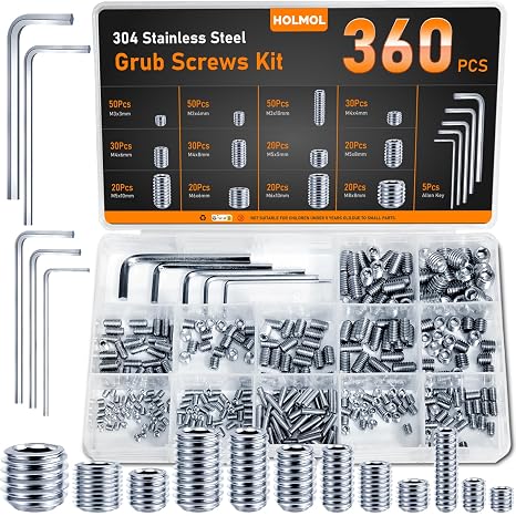 360PCS Grub Screws for Door Handles, 304 Stainless Steel Grub Screw