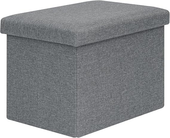 Bonlife Ottoman Storage Box - Folding Foot Stool with Lid, Chest Box, 42cm