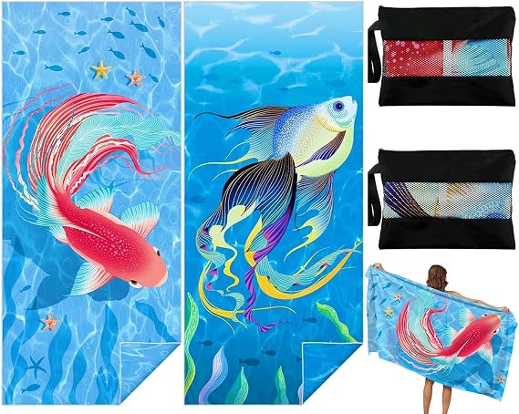 Bingobang 2 Pack Microfiber Beach Towels for Adults Extra Large 180×90 cm
