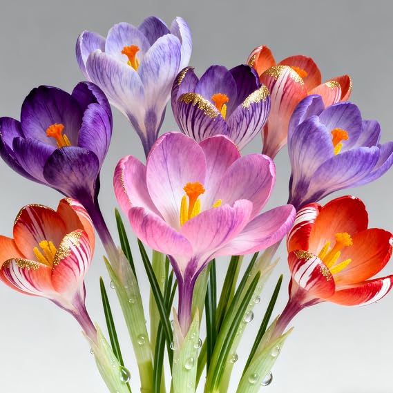Saffron Crocus Bulbs for Planting – Produce Edible Saffron, Hardy Autumn Blooms for Garden & Pots，Hardy Perennial, Excellent Display-4bulbs-A